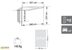 Carport En Bois Adossé Henri 14,9 M² -Abriet Mobilier Soldes Boutique dimensions infos carport bois gus