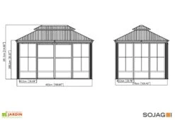 Pergola Fermée En Aluminium 4 X 3 M Avec Toiture Acier - Bolata 9 Pergola Fermée En Aluminium 4 X 3 M Avec Toiture Acier - Bolata -Abriet Mobilier Soldes Boutique dimensions pavillon ferme bolata sojag