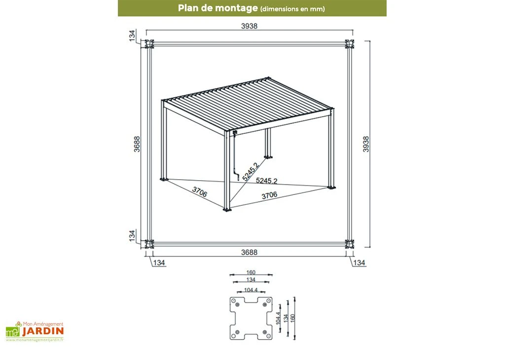 Pergola Bioclimatique Ombréa En Aluminium 4 X 4 M Autoportée - Anthracite 5 Pergola Bioclimatique Ombréa En Aluminium 4 X 4 M Autoportée - Anthracite – Image 5
