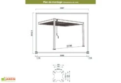 Pergola Bioclimatique Ombréa En Aluminium 3 X 4 M Adossée - Blanche -Abriet Mobilier Soldes Boutique dimensions pergola bioclimatique adossee 3x4m aluminium ombrea 1