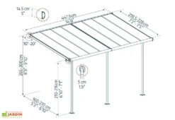 Pergola Adossée En Aluminium Et Polycarbonate 224 Cm – Sierra -Abriet Mobilier Soldes Boutique dimensions pergola sierra 2x5 canopia palram