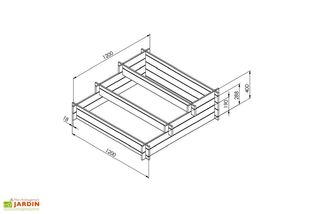 Carré Potager 3 étages En Bois Autoclave Brun – 120 X 120 X 40 Cm 6 Carré Potager 3 étages En Bois Autoclave Brun – 120 X 120 X 40 Cm – Image 6