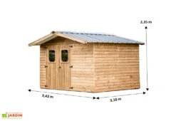 Abri De Jardin En Bois D’épicéa Traité Toit Bac Acier Therma – 7,58 M² -Abriet Mobilier Soldes Boutique dimensions remise jardin bois therma