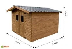Abri De Jardin En Bois D’épicéa Traité Toit Bac Acier Thermabri – 9 M² -Abriet Mobilier Soldes Boutique dimensions remise jardin bois thermabri 9 m 2