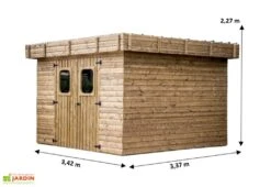 Abri De Jardin En Bois D’épicéa Traité Toit Bac Acier Thizy – 9 M² -Abriet Mobilier Soldes Boutique dimensions remise jardin bois thizy