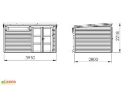 Abri De Jardin En Bois D’épicéa Brut Shelty Modern – 11 M² 5 Abri De Jardin En Bois D’épicéa Brut Shelty Modern – 11 M² -Abriet Mobilier Soldes Boutique dimensions schema shelty abri en mm