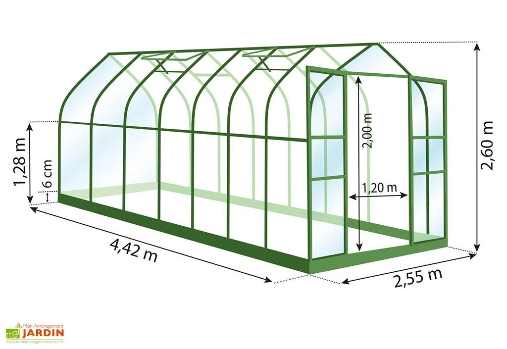Serre De Jardin En Verre Trempé Lams 11,3 M² - Aloe Vert 2 Serre De Jardin En Verre Trempé Lams 11,3 M² - Aloe Vert – Image 2