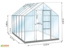 Serre De Jardin En Verre Trempé Lams 8,3 M² - Carvi Vert -Abriet Mobilier Soldes Boutique dimensions serre lams carvi 8 08m2 1