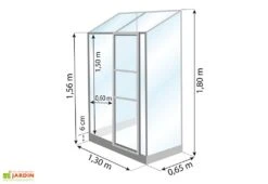 Serre De Jardin Adossée En Verre Lams 0,9 M² - Melissa Alu Naturel -Abriet Mobilier Soldes Boutique dimensions serre lams melissa 0 90m2
