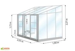 Serre De Jardin Adossée En Verre Lams 4,9 M² - Melissa Anthracite -Abriet Mobilier Soldes Boutique dimensions serre lams melissa 4 90m2 1