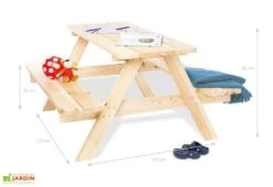 Pinolino Table De Pique-nique En Bois Pour Enfant – Nicky Maxi -Abriet Mobilier Soldes Boutique dimensions table jardin bois enfant pinolino