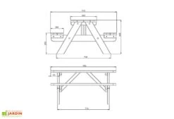 Table De Pique-nique Pour Enfant En Bois Massif – 90 X 90 X 45 Cm 9 Table De Pique-nique Pour Enfant En Bois Massif – 90 X 90 X 45 Cm -Abriet Mobilier Soldes Boutique dimensions table pique nic bois enfant