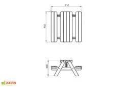 Table De Pique-nique Pour Enfant En Bois Massif – 90 X 90 X 45 Cm 8 Table De Pique-nique Pour Enfant En Bois Massif – 90 X 90 X 45 Cm -Abriet Mobilier Soldes Boutique dimensions table pique nic enfant