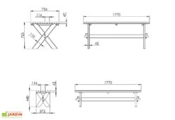 Table De Pique-nique En Bois Autoclave 177 Cm – Riga -Abriet Mobilier Soldes Boutique dimensions table pique nique bois croise ekju