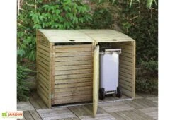 Cache Poubelle Double En Bois Traité Dioica -Abriet Mobilier Soldes Boutique double cache poubelle dioica jardipolys