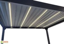 Pergola Bioclimatique Motorisée Adossée En Alu Noir – Actual 4 X 3 M -Abriet Mobilier Soldes Boutique eclairage led pergola 1