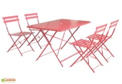 Ensemble De Jardin Pliable En Acier Époxy Bistrot