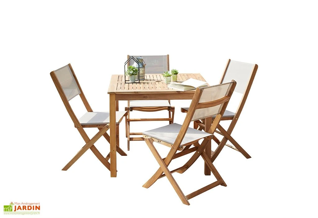 Salon De Jardin Carré 4 Places En Bois D'acacia 2 Salon De Jardin Carré 4 Places En Bois D'acacia – Image 2