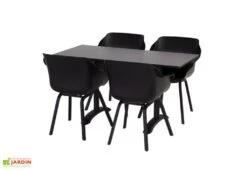 Ensemble Repas De Jardin 4 Personnes En Aluminium Et Résine Sophie Noir