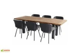 Ensemble Repas De Jardin 6 Personnes Aluminium, Teck Et Résine Anthracite