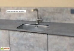 Cuisine Extérieure En Bois Et Aluminium 282 X 61 Cm Statuario -Abriet Mobilier Soldes Boutique evier sous plan cuisine ete 2 1