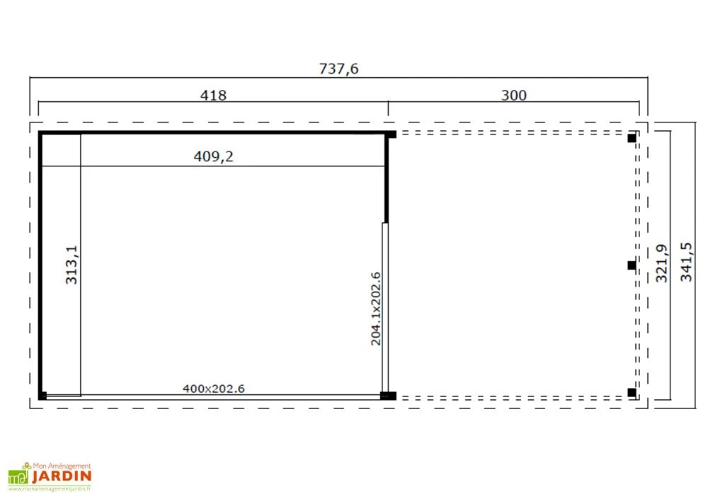 Extension De Toit En Bois D’épicéa Brut Pour Domeo 3 Et 4 - 9,6 M² 2 Extension De Toit En Bois D’épicéa Brut Pour Domeo 3 Et 4 - 9,6 M² – Image 2