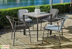 Fauteuil De Jardin Empilable En Aluminium Laqué – Rod -Abriet Mobilier Soldes Boutique fauteuil aluminium laque empilable 03