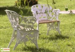Fauteuil De Jardin Fonte D’Aluminium Et Bois Fougère -Abriet Mobilier Soldes Boutique fauteuil jardin aluminium bois fougere 1