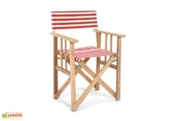 Fauteuil De Jardin Metteur En Scène En Bois Et Tissu Lona -Abriet Mobilier Soldes Boutique fauteuil jardin chaise metteur en scene rayee 3