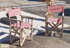 Fauteuil De Jardin Metteur En Scène En Bois Et Tissu Lona -Abriet Mobilier Soldes Boutique fauteuil jardin chaise metteur en scene rayee 4