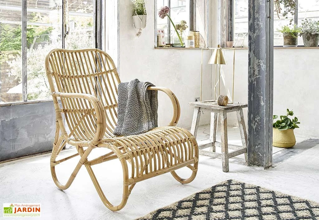 Fauteuil En Rotin L.65 X H.87 X P.50 Cm – Boho 2 Fauteuil En Rotin L.65 X H.87 X P.50 Cm – Boho – Image 2