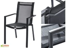 Salon De Jardin HPL Star : Table Extensible + 8 Fauteuils + 4 Chaises -Abriet Mobilier Soldes Boutique fauteuil salon de jardin aluminium textilene hbl 1