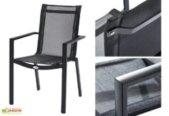 Salon De Jardin HPL Star : Table Extensible Alu + 8 Fauteuils -Abriet Mobilier Soldes Boutique fauteuil salon de jardin hpl aluminium textilene noir