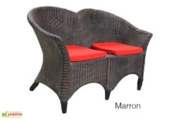 Roto Fauteuil De Jardin Double Design Imitation Rotin - Samba -Abriet Mobilier Soldes Boutique fauteuil samba marron roto 1