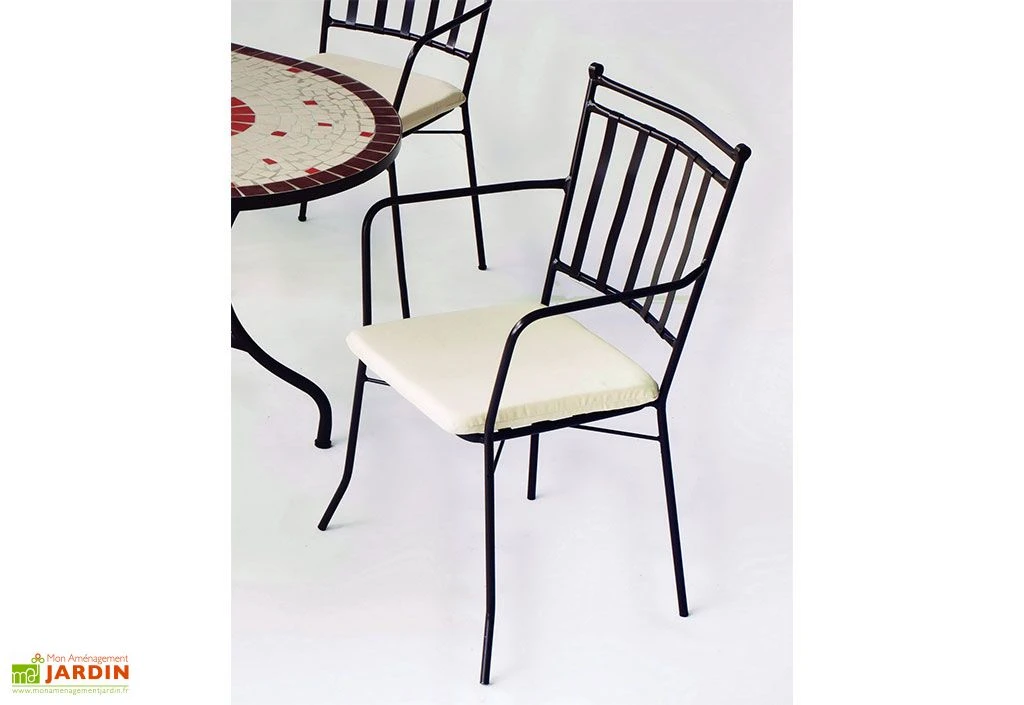 Hevea Salon De Jardin En Acier Avec Plateau En Mosaïque – 6 Fauteuils 2 Hevea Salon De Jardin En Acier Avec Plateau En Mosaïque – 6 Fauteuils – Image 2