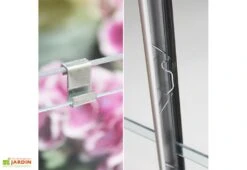 Serre De Jardin En Verre Trempé Lams 4,9 M² - Allium Vert -Abriet Mobilier Soldes Boutique fixation vitrage serre lams par clips a ressorts 3