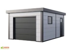 Garage En Métal Avec Porte Motorisée – 19,3 M² 9 Garage En Métal Avec Porte Motorisée – 19,3 M² -Abriet Mobilier Soldes Boutique garage acier porte motorisee gris blanc