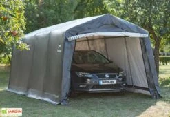 Garage En Toile Polyéthylène Et Acier 18,3 M² Anthracite