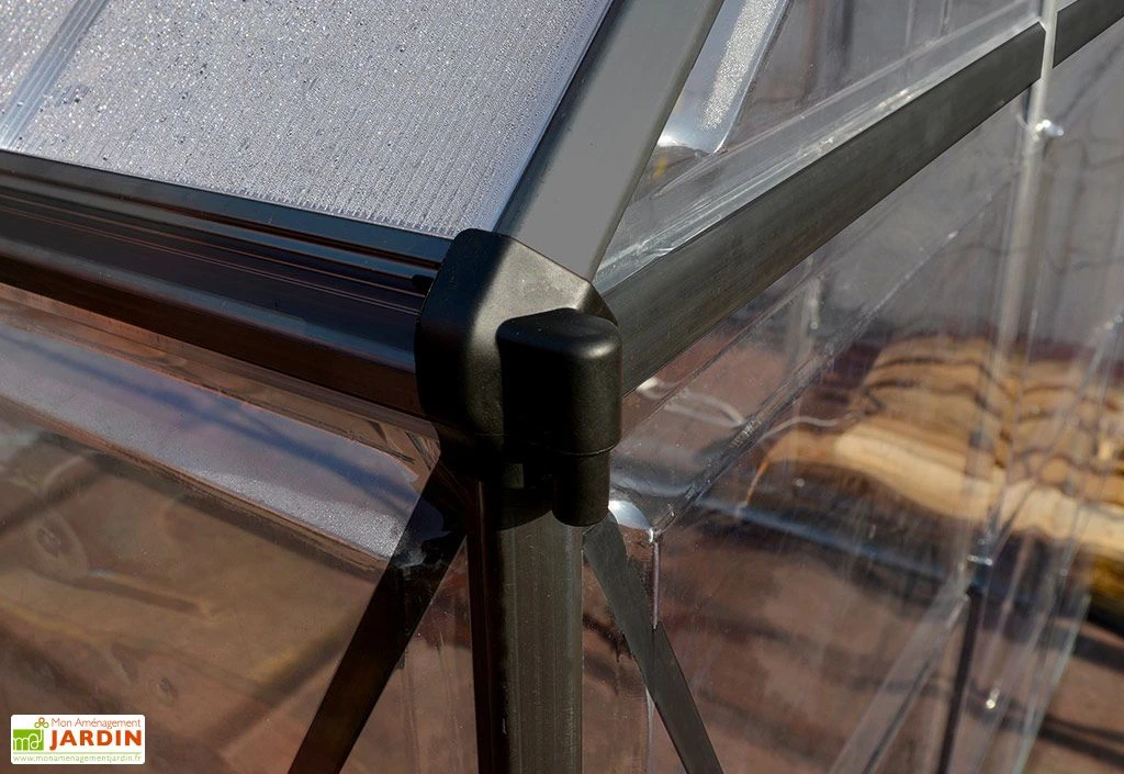 Serre De Jardin En Aluminium Et Polycarbonate Balance – Gris 4 Serre De Jardin En Aluminium Et Polycarbonate Balance – Gris – Image 4