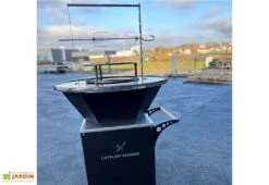 Brasero Design Avec Plaque En Acier + Poignée Et Tourne-broche – ø 85 Cm