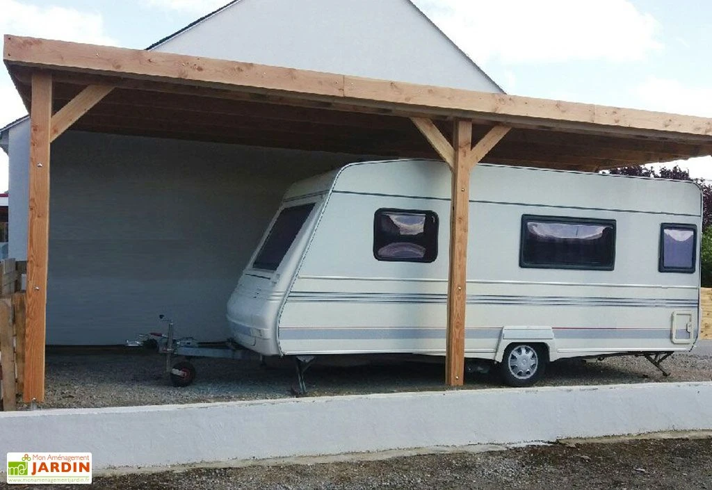 Carport Adossé En Bois Douglas Sans Couverture 2 Carport Adossé En Bois Douglas Sans Couverture – Image 2