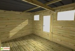 Abri De Jardin En Bois De Pin Traité Avec Auvent Et Plancher – 20,5 M² -Abriet Mobilier Soldes Boutique interieur abri jardin avec plancher