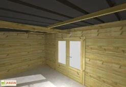 Abri De Jardin En Bois De Pin Traité Et Toiture Bac Acier – 10,5 M² -Abriet Mobilier Soldes Boutique interieur remise jardin bois