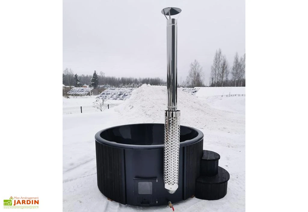 Spa Extérieur En Bois Avec Poêle Intégré 6 Places – Delux 200 Noir 2 Spa Extérieur En Bois Avec Poêle Intégré 6 Places – Delux 200 Noir – Image 2