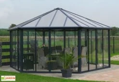 Jardin D’Hiver GARDA Gris Anthracite 5,95 X 5,17 X 3,32 M -Abriet Mobilier Soldes Boutique jardin hiver aluminium tonnelle garda palram 19m2 4