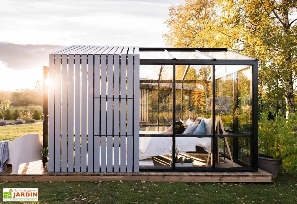 Serre De Jardin Bois Et Verre Trempé Avec Panneaux Occultants – Hibiscus 2 Serre De Jardin Bois Et Verre Trempé Avec Panneaux Occultants – Hibiscus – Image 2