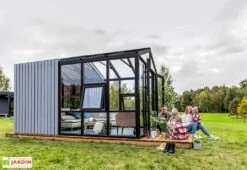 Serre De Jardin En Bois Et Verre Trempé Avec Panneaux Occultants – Jasmin -Abriet Mobilier Soldes Boutique jardin hiver bois panneaux occultants stali design 05
