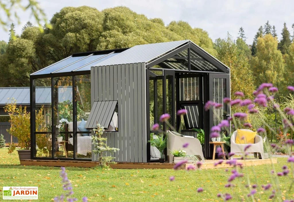Serre De Jardin Bois Et Verre Trempé Avec Panneaux Occultants – Hibiscus 3 Serre De Jardin Bois Et Verre Trempé Avec Panneaux Occultants – Hibiscus – Image 3