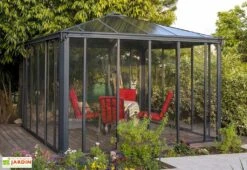 Jardin D’Hiver En Aluminium Et Polycarbonate 13 M² – LEDRO 3600 9 Jardin D’Hiver En Aluminium Et Polycarbonate 13 M² – LEDRO 3600 -Abriet Mobilier Soldes Boutique jardin hiver gris anthracite gazebo carre 360cm ledro3600