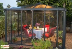 Nouvelles Arrivées -Abriet Mobilier Soldes Boutique jardin hiver gris anthracite gazebo carre 360cm ledro3600 3